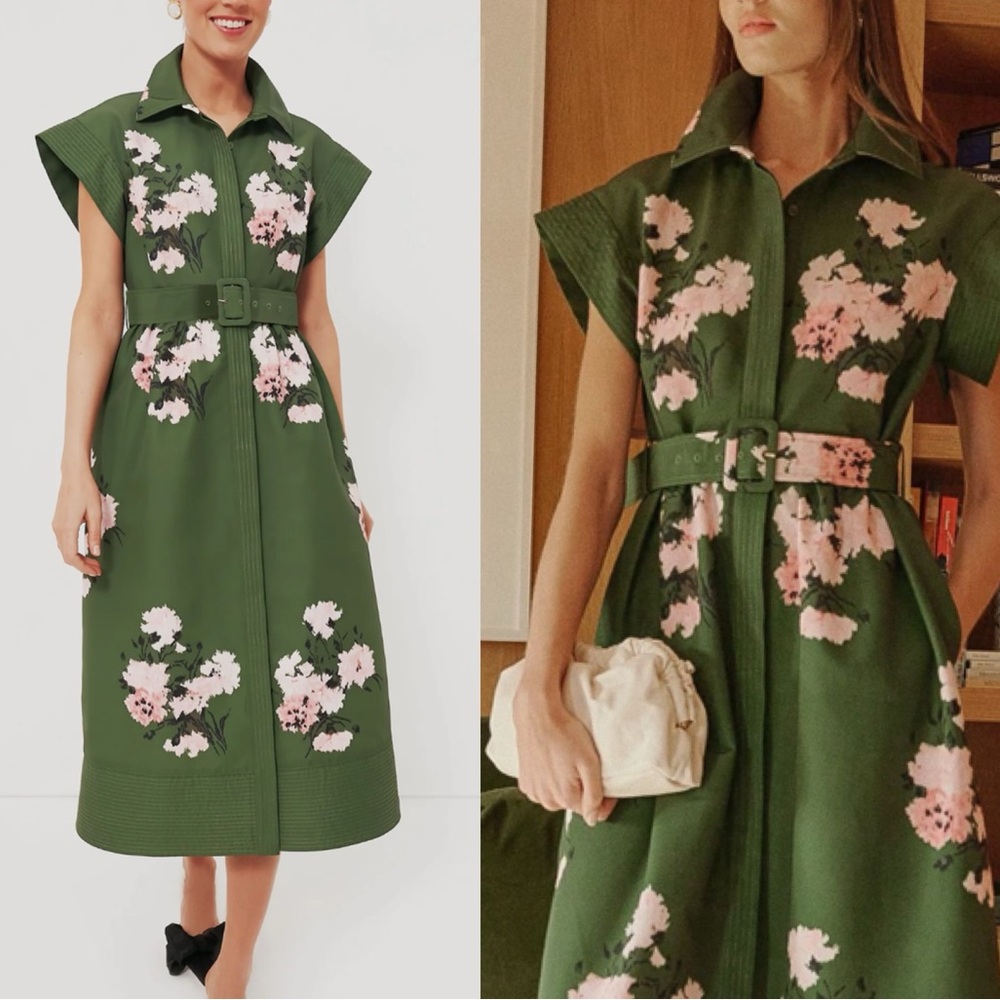 TUCKERNUCK Olive and Pressed Powder Floral Chloe Dress NEW